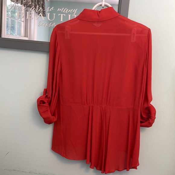 Alice & Olivia burnt orange rayon crepe blouse size XS - Picture 11 of 13